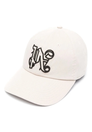 Palm Angels monogram-embroidered cotton cap - Neutrals