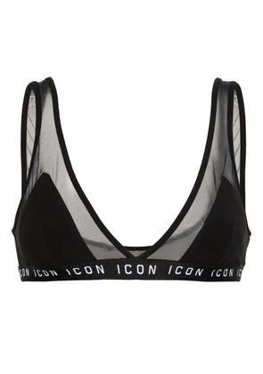 DSQUARED2 logo-underband panelled-mesh bra - Black