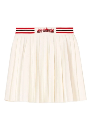 Maje flame-embroidered pleated skirt - White