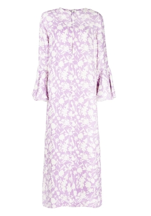 Bambah floral-print ruffled kaftan dress - Purple