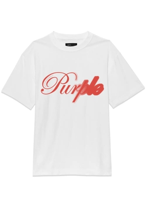 Purple Brand Blurred Script T-shirt - White