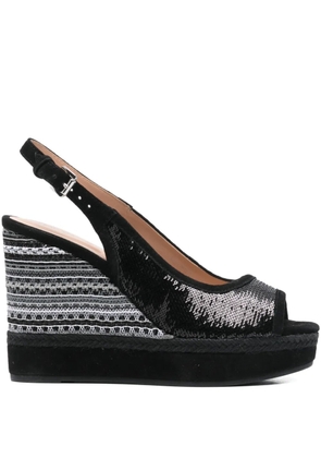 Geox 120mm Yulimar sequin-embellished wedged sandals - Black