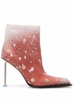 Off-White paint splatter stiletto boots - Orange