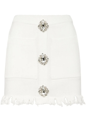 Philipp Plein crystal-embellished cotton mini skirt - White