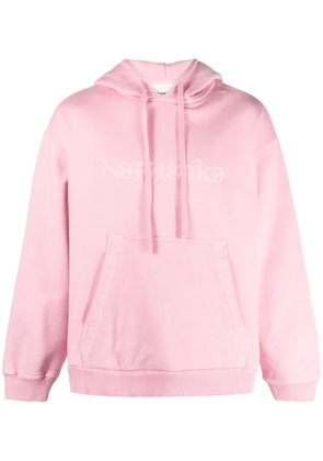 Nanushka logo-embroidered cotton hoodie - Pink