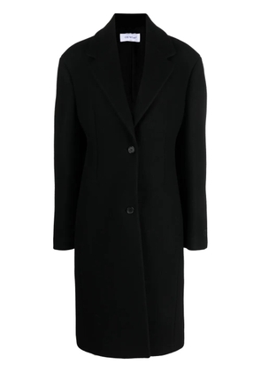 Off-White logo-embroidered single-breasted coat - Black