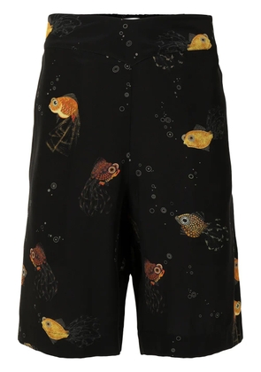 Lanvin fish-print tailored shorts - Black