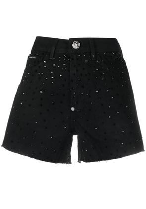 Philipp Plein crystal-embellished denim shorts - Black