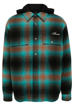 AMIRI check embroidered-logo shirt jacket - Brown