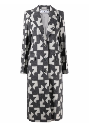 Off-White geometric pattern overcoat - Grey