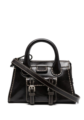 Chloé logo-patch leather tote bag - Brown