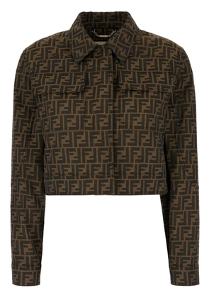FENDI FF-motif cropped jacket - Brown