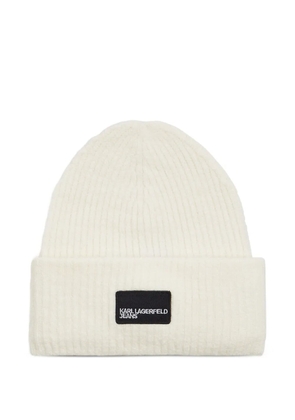 Karl Lagerfeld Jeans logo-patch ribbed beanie - Neutrals