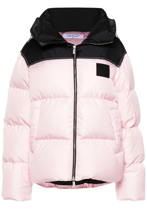 Off-White logo-appliqué puffer jacket - Pink