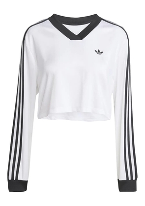 adidas three-stripe V-neck top - White