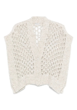Peserico sequin-embellished open-knit cardigan - Grey
