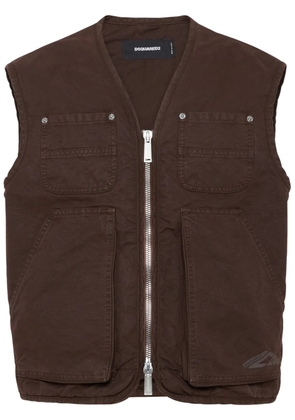 DSQUARED2 logo zip-up gilet - Brown