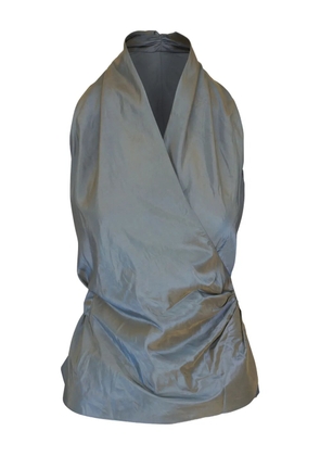 Peter Cohen wrap-around silk top - Blue