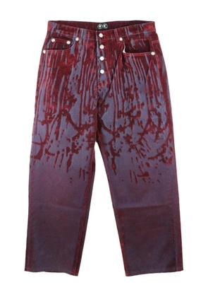 THUG CLUB laser-cut jeans - Red