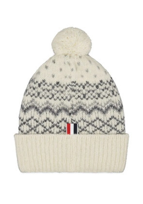 Thom Browne Fairisle Donegal tweed beanie - Neutrals