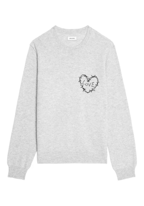 Zadig&Voltaire Kennedy heart barbed-wire detail sweater - Grey