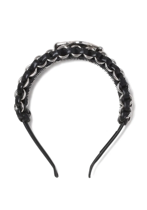 Toga braided chain-embellishment leather headband - Black