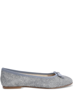 Casadei bow-embellished calf leather flats - Grey