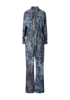Roberto Cavalli animal-print belted jumpsuit - Blue