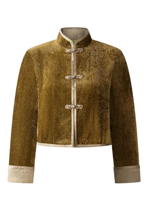 Shanghai Tang velvet ribbed mandarin-collar jacket - Brown