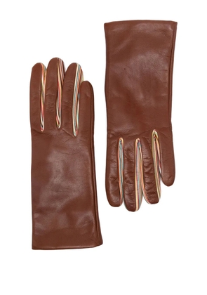 Paul Smith leather multi-stripe gloves - Brown