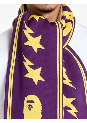 A BATHING APE® star-logo jacquard scarf - Purple