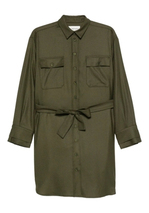 BOMPARD button-front belted shirt mini dress - Green
