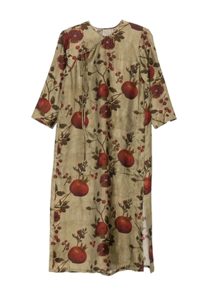 Uma Wang pomegranate-print tie-front midi dress - Green