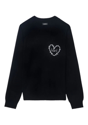 Zadig&Voltaire heart-embroidery wool sweater - Black