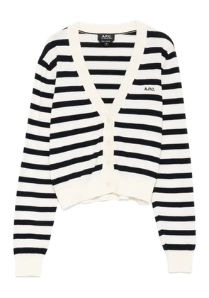 A.P.C. Gaëlle striped button cardigan - White