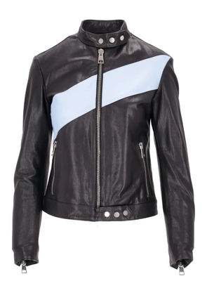 LA ROSE colour-block leather biker jacket - Black