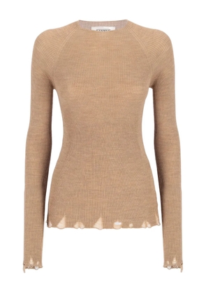 Laneus ribbed frayed-hem sweater - Neutrals