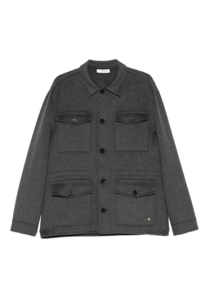 Greyed buttoned flap-pocket shirt jacket