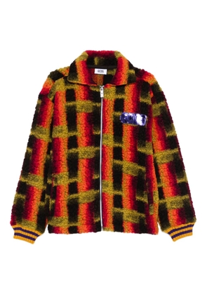 GCDS textured zip-up jacket - Brown