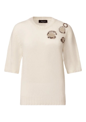 Fabiana Filippi embellished short-sleeved sweater - Neutrals