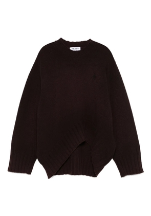 The Attico asymmetric ribbed-knit sweater - Brown