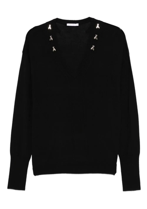 Patrizia Pepe embellished V-neck sweater - Black