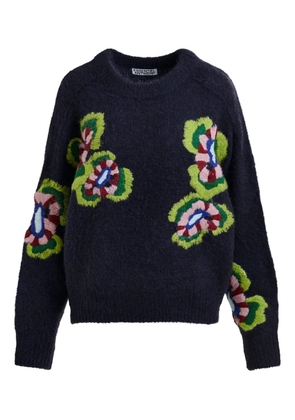 Essentiel Antwerp floral-embroidered crew-neck sweater - Blue