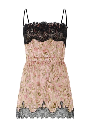 Roberto Cavalli lace-trimmed velvet mini dress - Pink