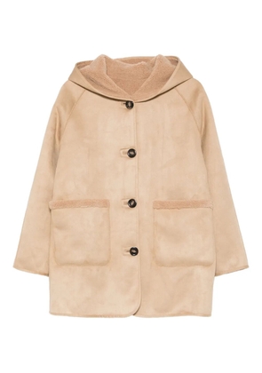 Marella hooded faux-shearling coat - Brown