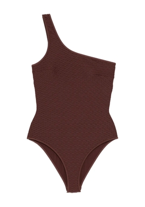 Duskii asymmetric-neck swimsuit - Brown