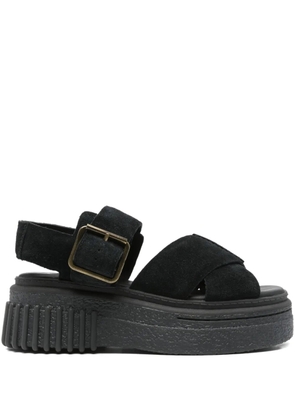 Clarks 50mm Evamar buckle-fastening platform sandals - Black
