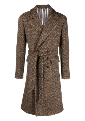 ETRO notched-lapels belted-waist coat - Brown