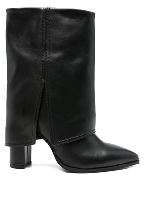 Gisel Moire 90mm foldover leather ankle boots - Black