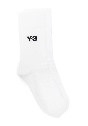 Y-3 logo-embroidered crew socks - White
